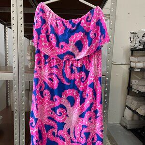 Lilly Pulitzer OCTOPUS Maxi Dress Pink and Blue 2018